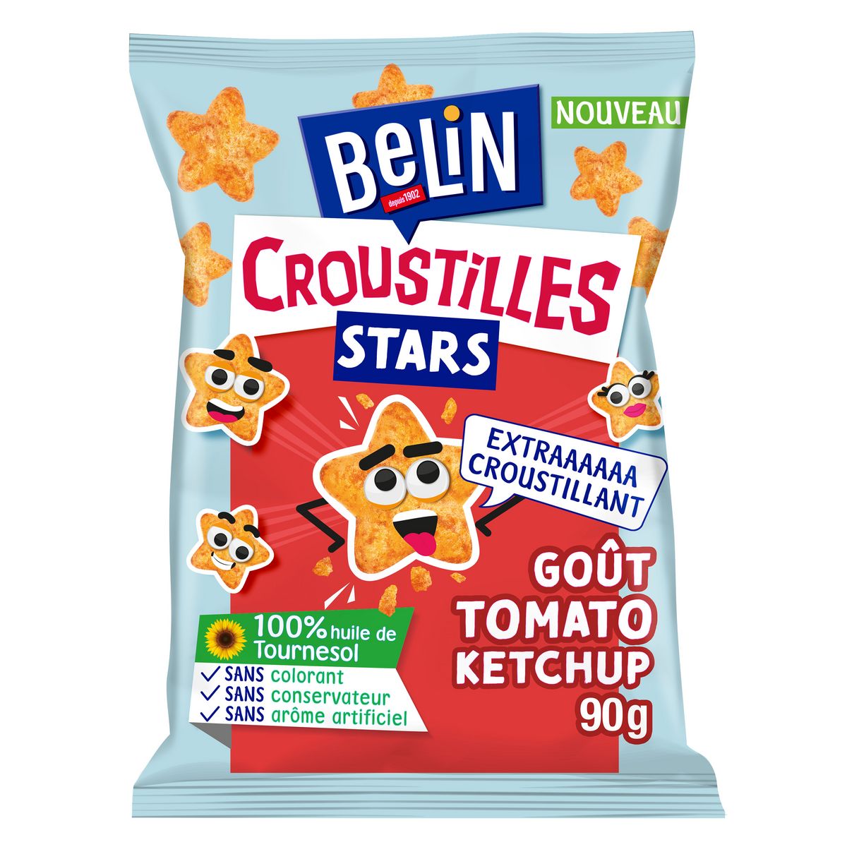 BELIN Croustilles stars biscuits salés goût tomate ketchup 90g