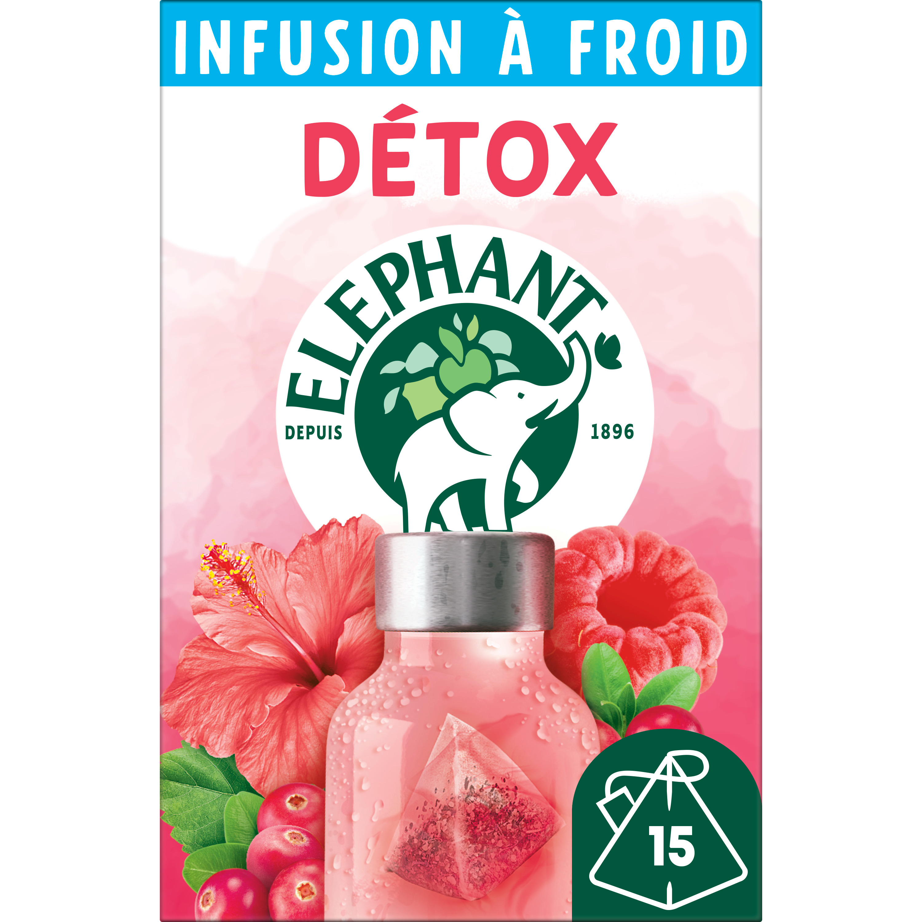 Infusion à Froid detox ELEPHANT : la boite de 15 sachets à Prix Carrefour