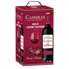 Vin de France Cambras Merlot Cabernet Sauvignon Bib Grand format 5l