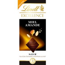 LINDT Excellence tablette de chocolat noir miel amande 100g