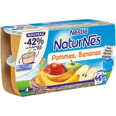 NESTLE Naturnes Petits pots dessert pommes bananes dès 6 mois 4x130g