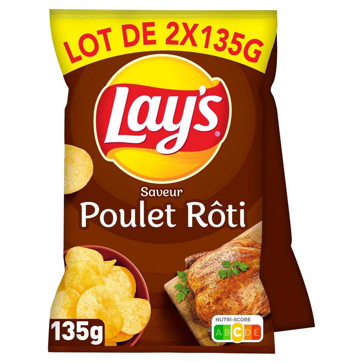 LAY'S Chips saveur poulet rôti lot de 2 2x135g