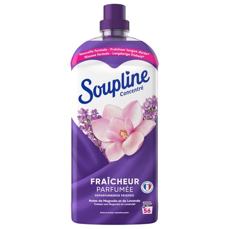 SOUPLINE Adoucissant concentré fraîcheur parfumée 56 lavages 1,2l pas cher  