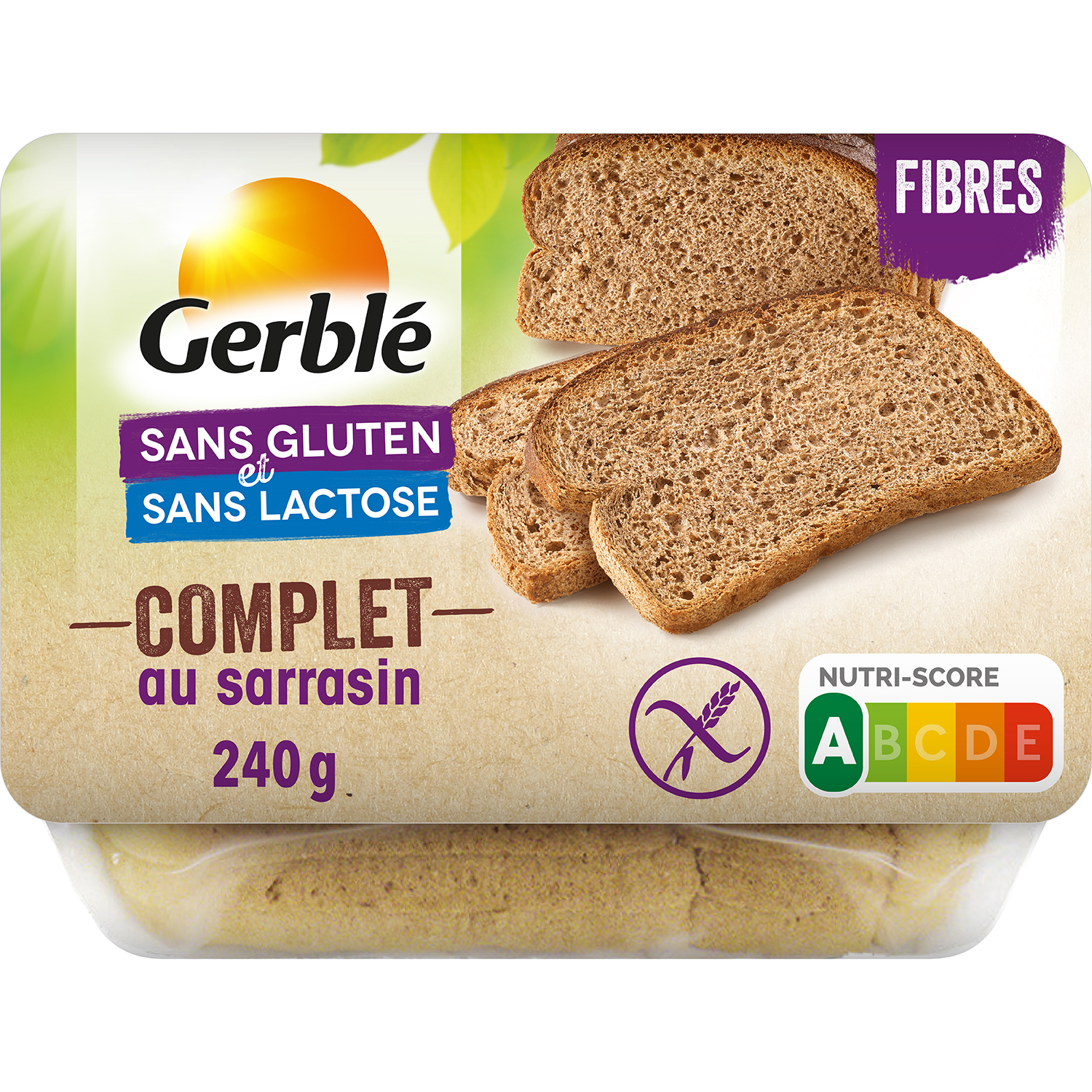 GERBLE Pain complet tranché au sarrasin sans gluten et sans lactose 240g  pas cher 