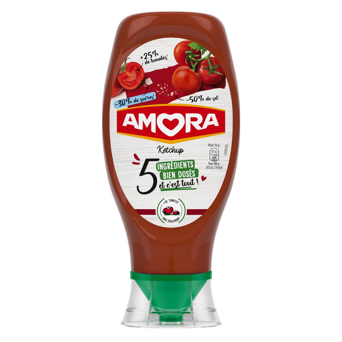 AMORA Ketchup 5 Ingrédients flacon souple 467g 