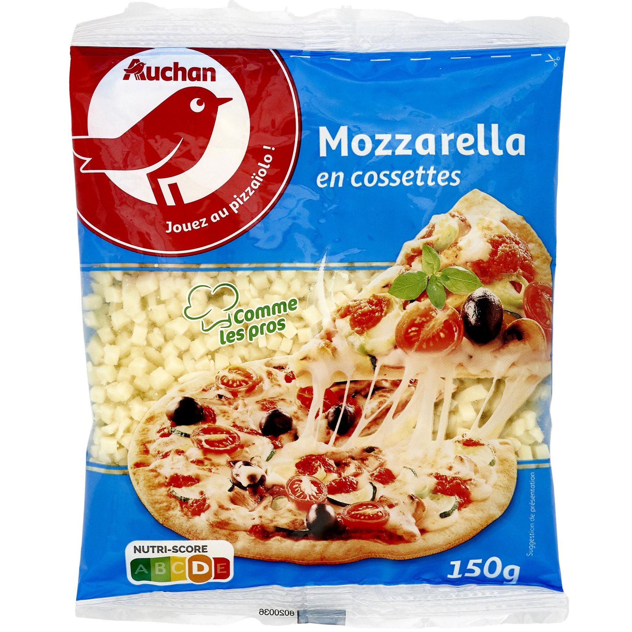 AUCHAN Mozzarella en cossettes 150g pas cher 