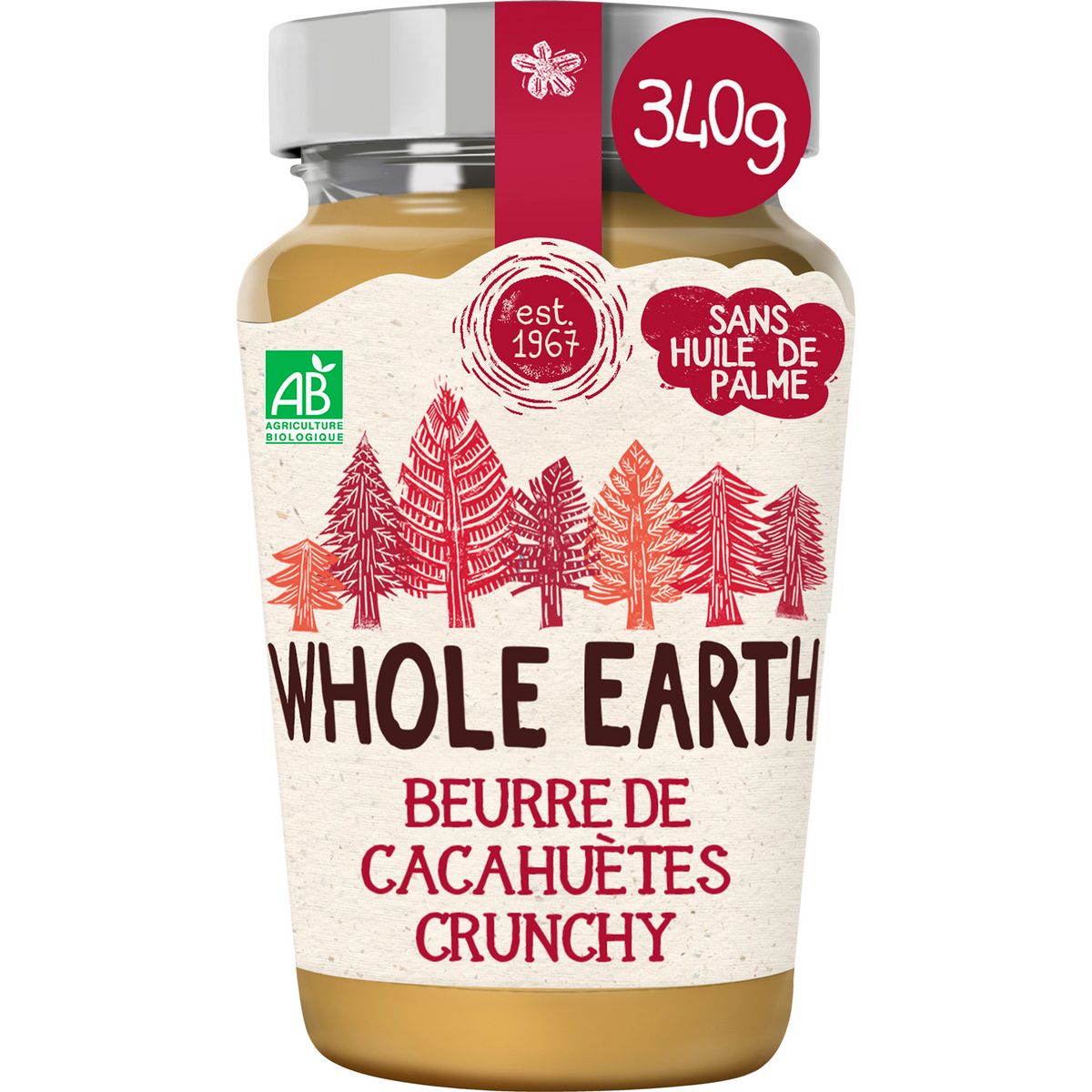 WHOLE EARTH Beurre de cacahuètes crunchy bio 340g