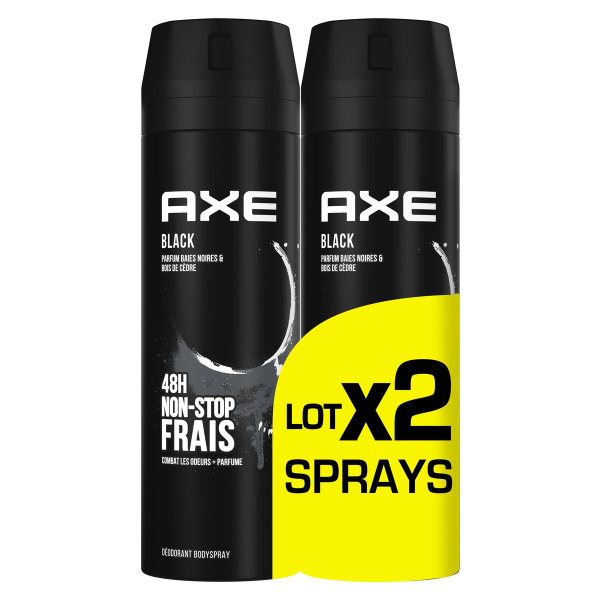 AXE Déodorant spray homme 48h black 2x200ml