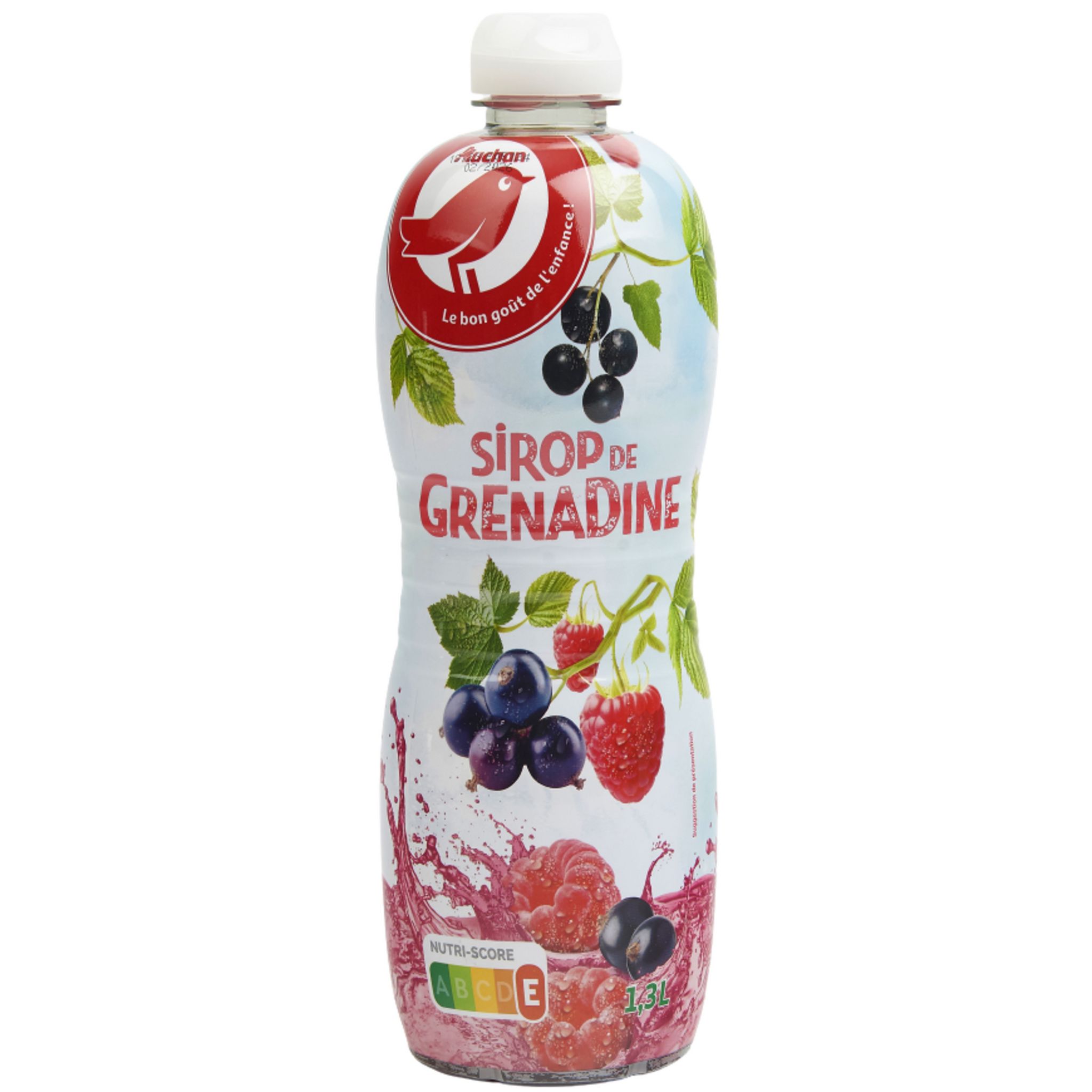 AUCHAN Sirop de fraise bidon métal 60cl pas cher 