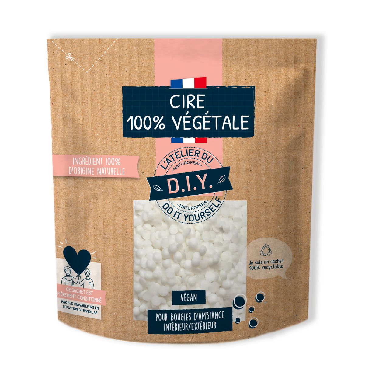 L'ATELIER DU D.I.Y Cire 100% végétale pour bougies d'ambiance 500g pas cher  