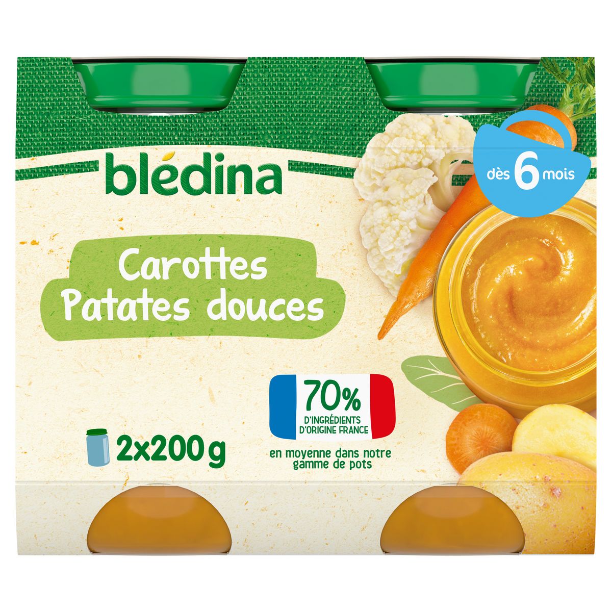 Acheter Blédina Carottes Patates Douces Pot Bébé Dès 6 mois, 2x200g