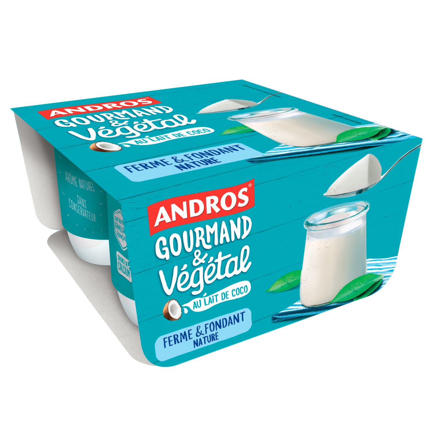 ANDROS Gourmand & végétal Yaourt nature au lait de coco 4x100g pas cher 