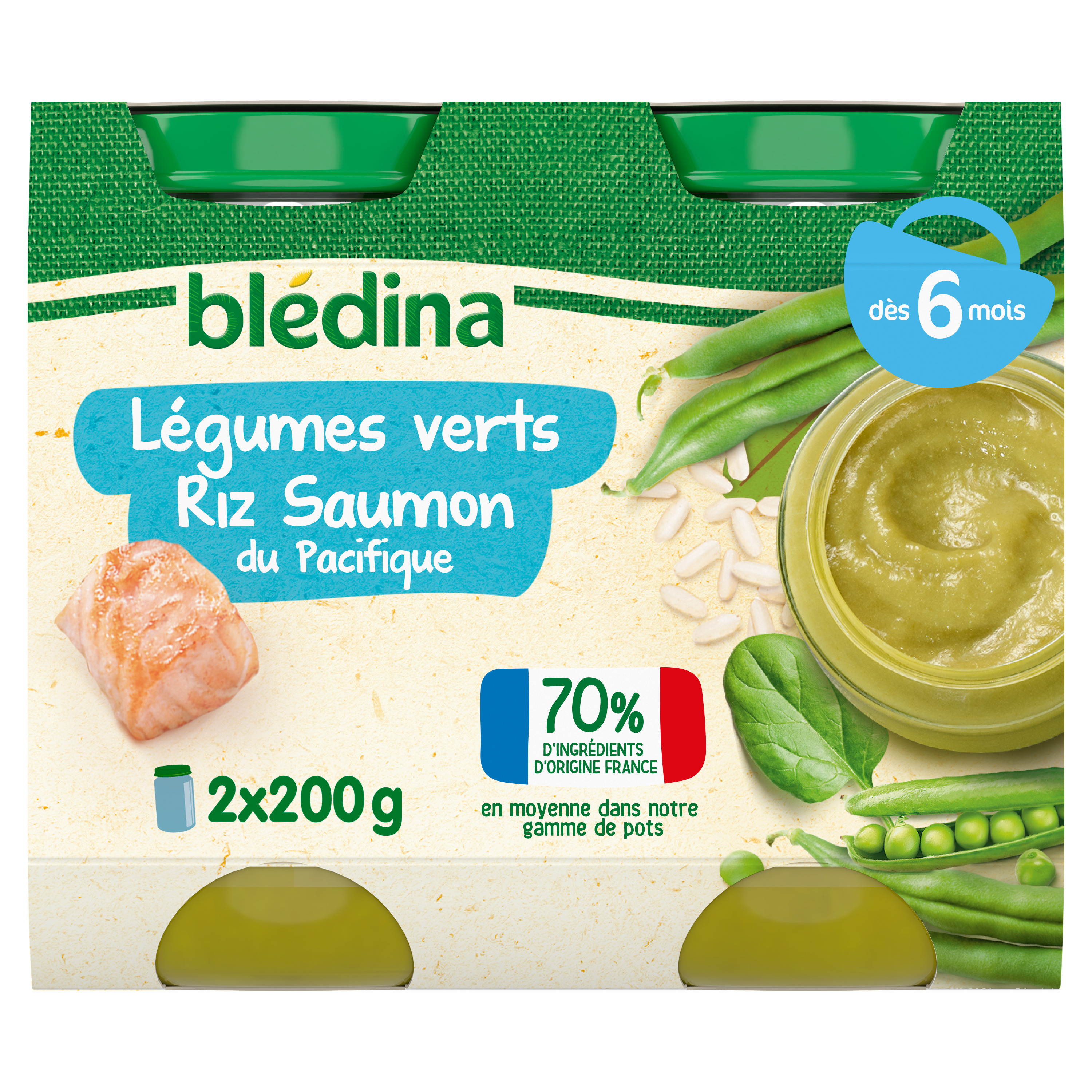 Lait et céréales bébé dès 6 mois repas du soir saveur légumes verts Blédiner  Bledina 4x250ml sur