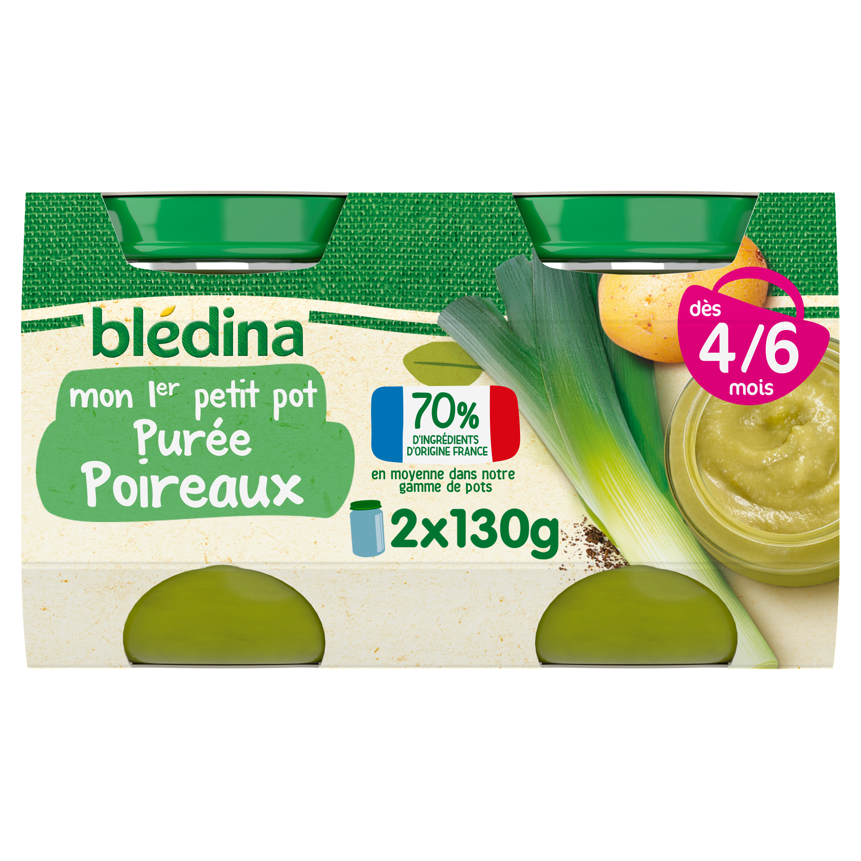 Blédina Mon 1er Petit Pot pour bébé, Dès 4/6 Mois, Poires, 24x130g (Lot de  12*2) : : Epicerie