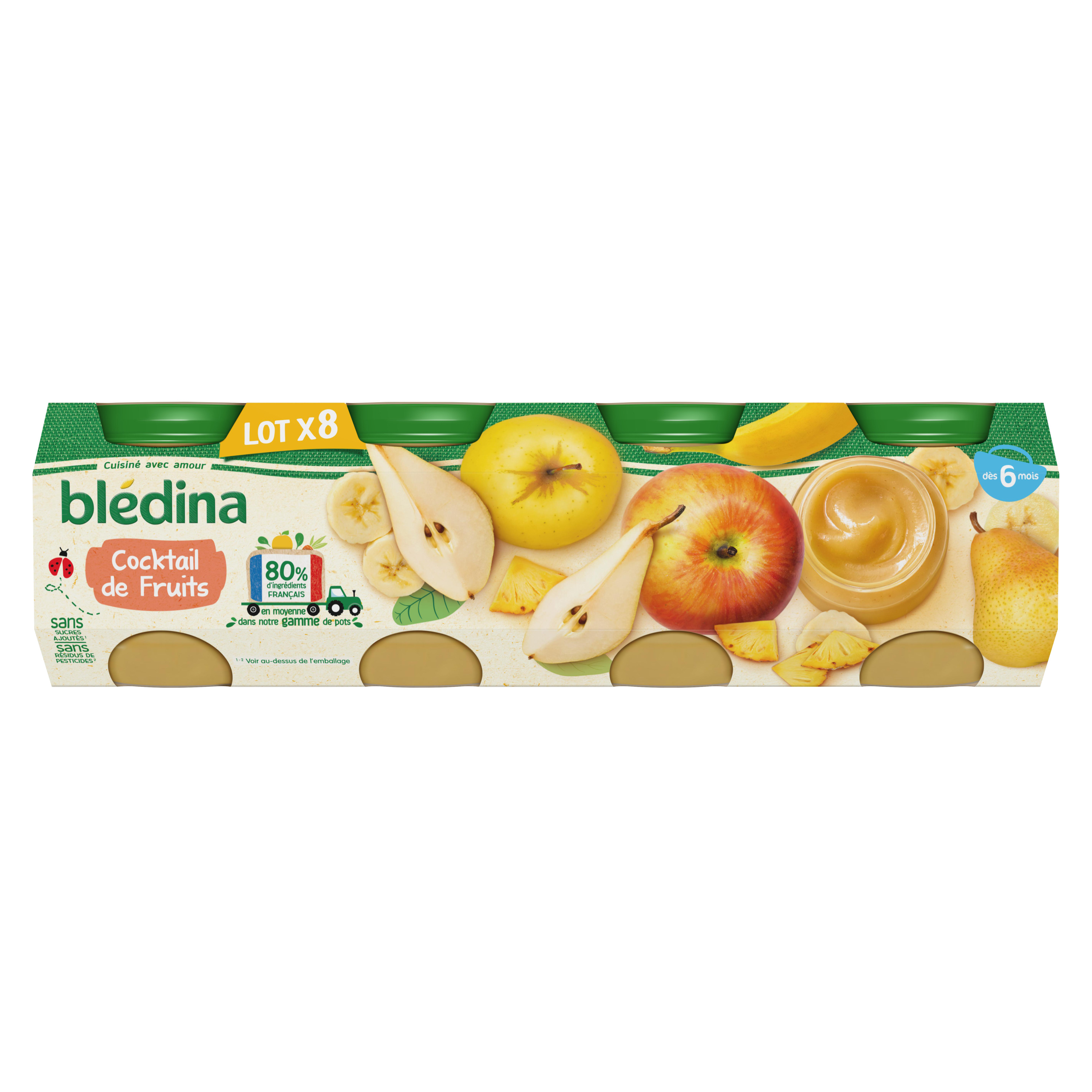 Bledina Compotes Bébé Dès 6 Mois, Fruits Du Verger Les 4 Pots De