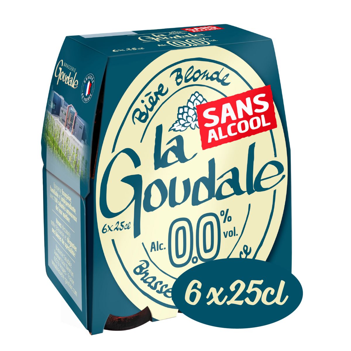 LA GOUDALE Bière blonde sans alcool 0.0% bouteilles 6x25cl