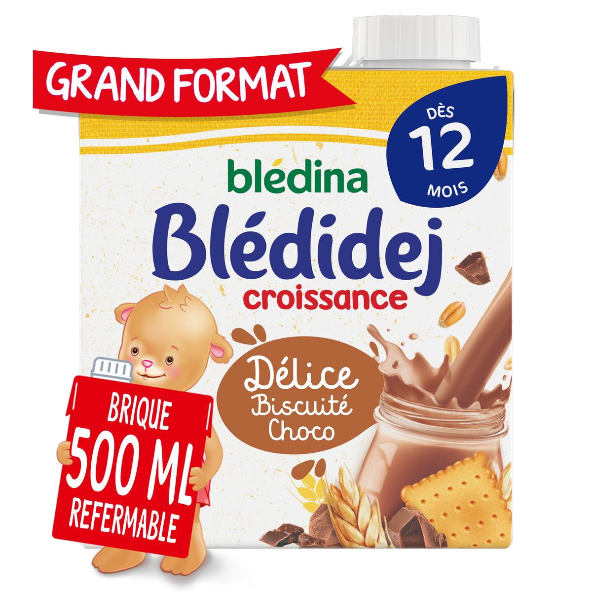 BLEDINA Blédidej céréales lactées chocolat dès 12 mois 500ml pas cher 