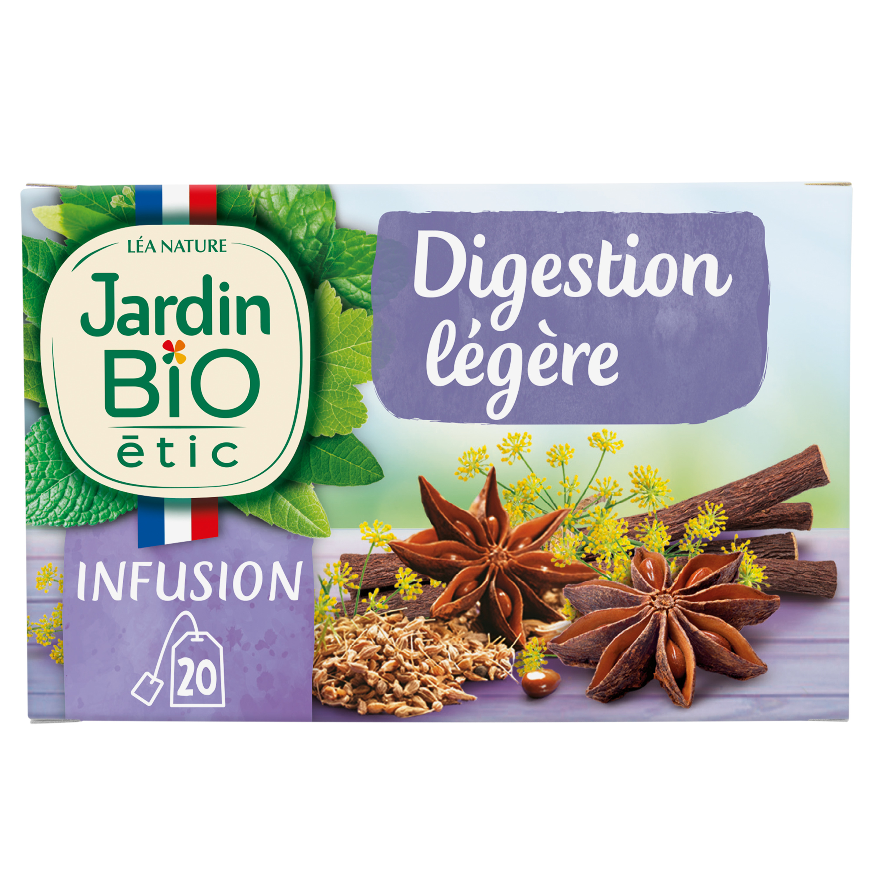 CLIPPER - Infusion Bio - Divine Digestion - Deux menthes et Fenouil - 20  Sachets d'Infusion Bio - Lot de 1