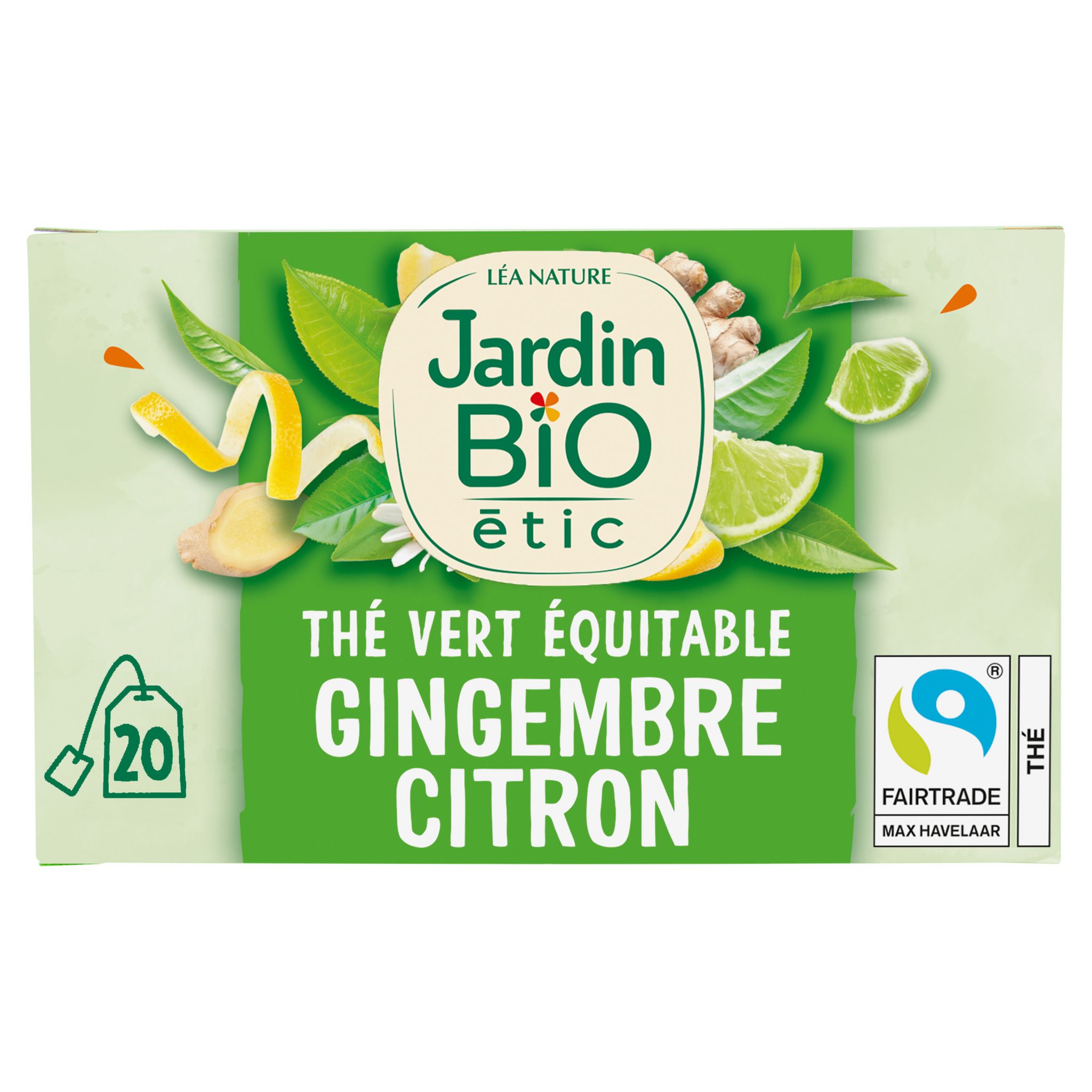 JARDIN BIO ETIC Thé vert gingembre citron vert 20 sachets 30g pas