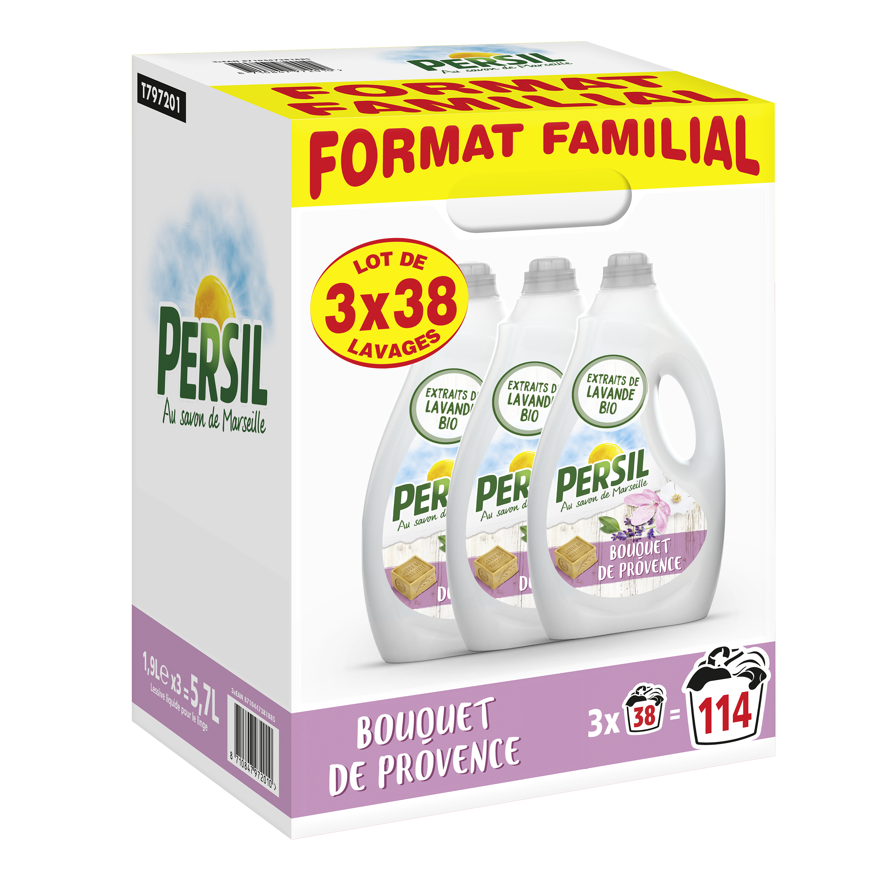 AUCHAN Lessive liquide savon de Marseille 55 lavages 2.97l pas cher 