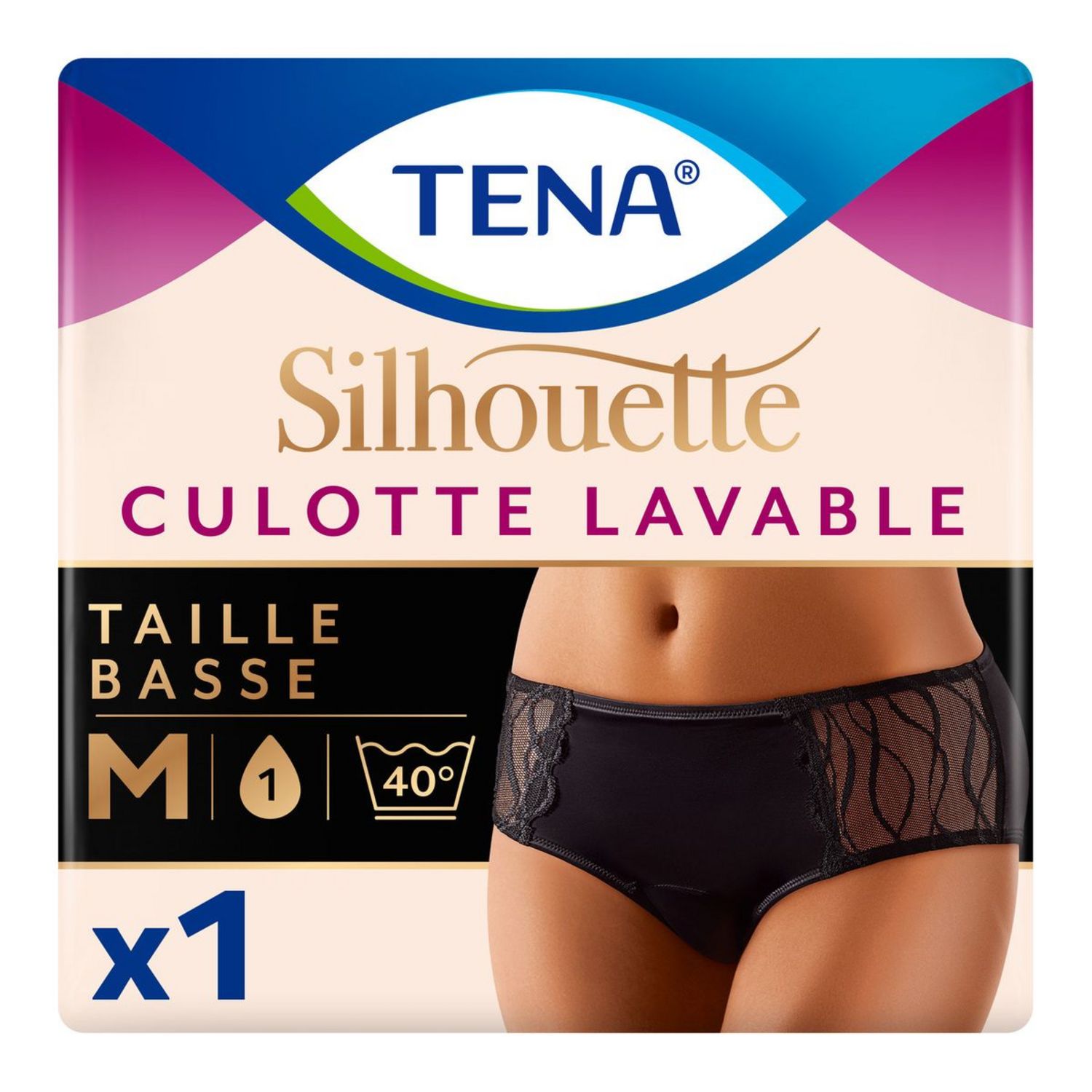 TENA Silhouette – sous-vêtement absorbant taille haute féminin en noir