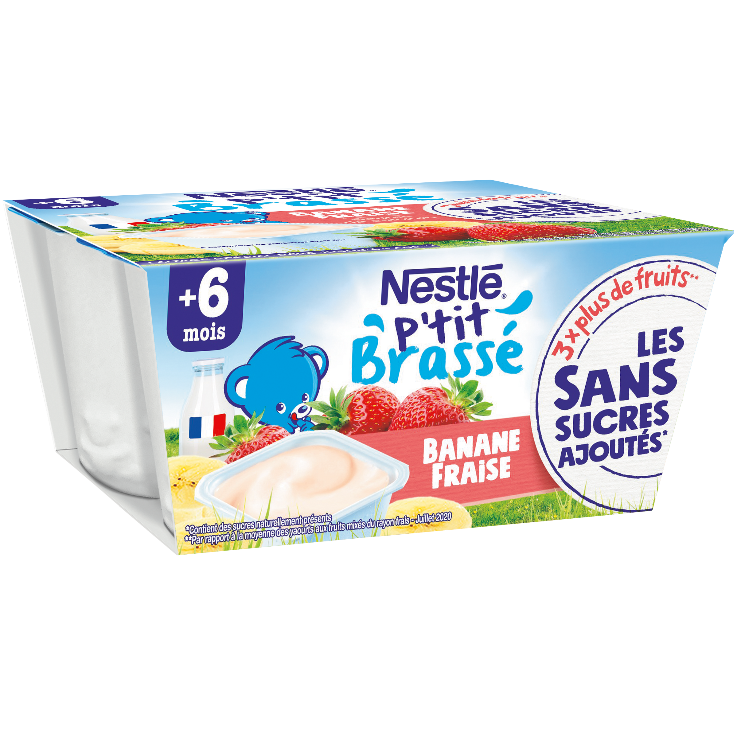 Yaourts bébé brassé à la fraise dès 6 mois Nestlé 4x100g sur