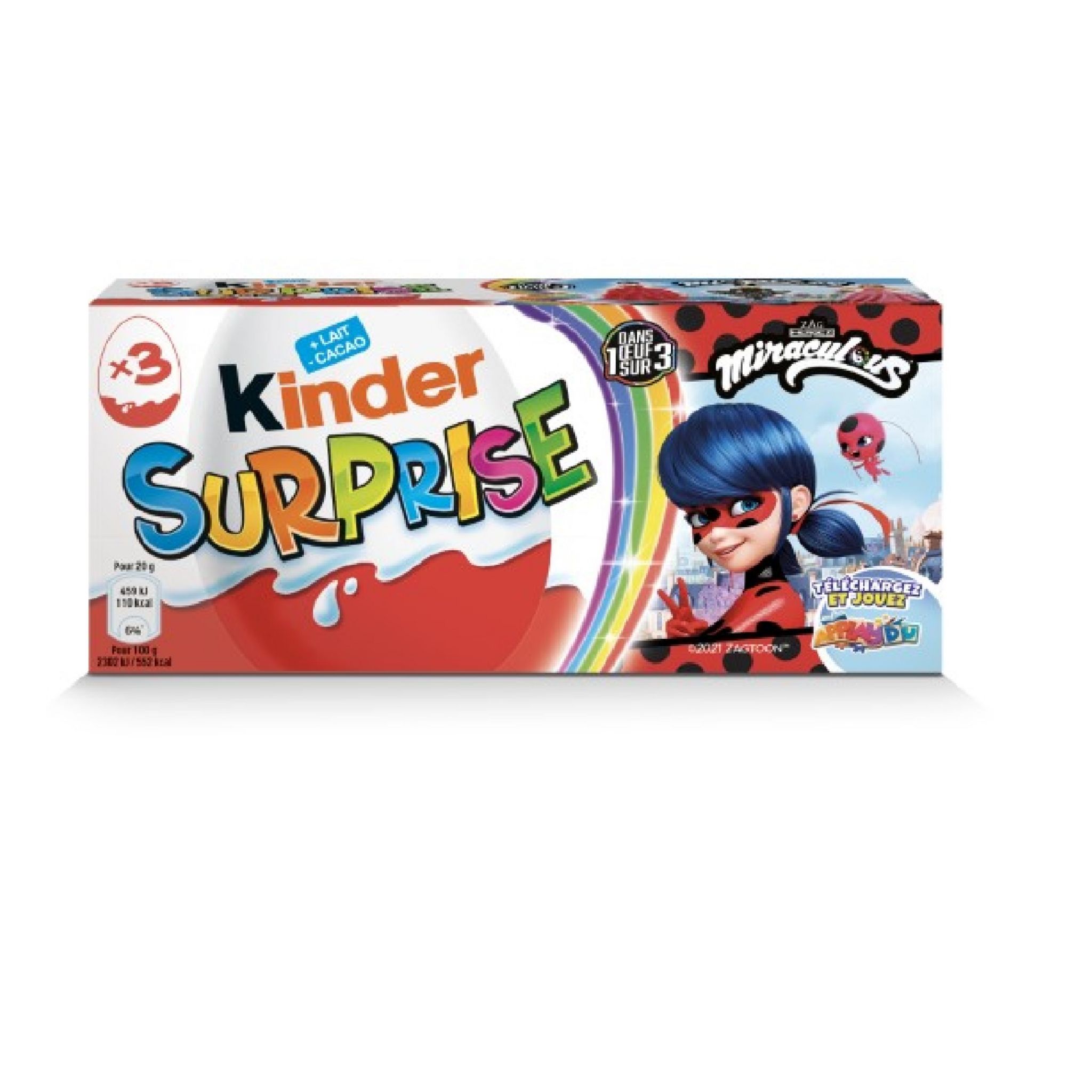 KINDER Œufs surprise fille Miraculous 3 pièces 60g pas cher 