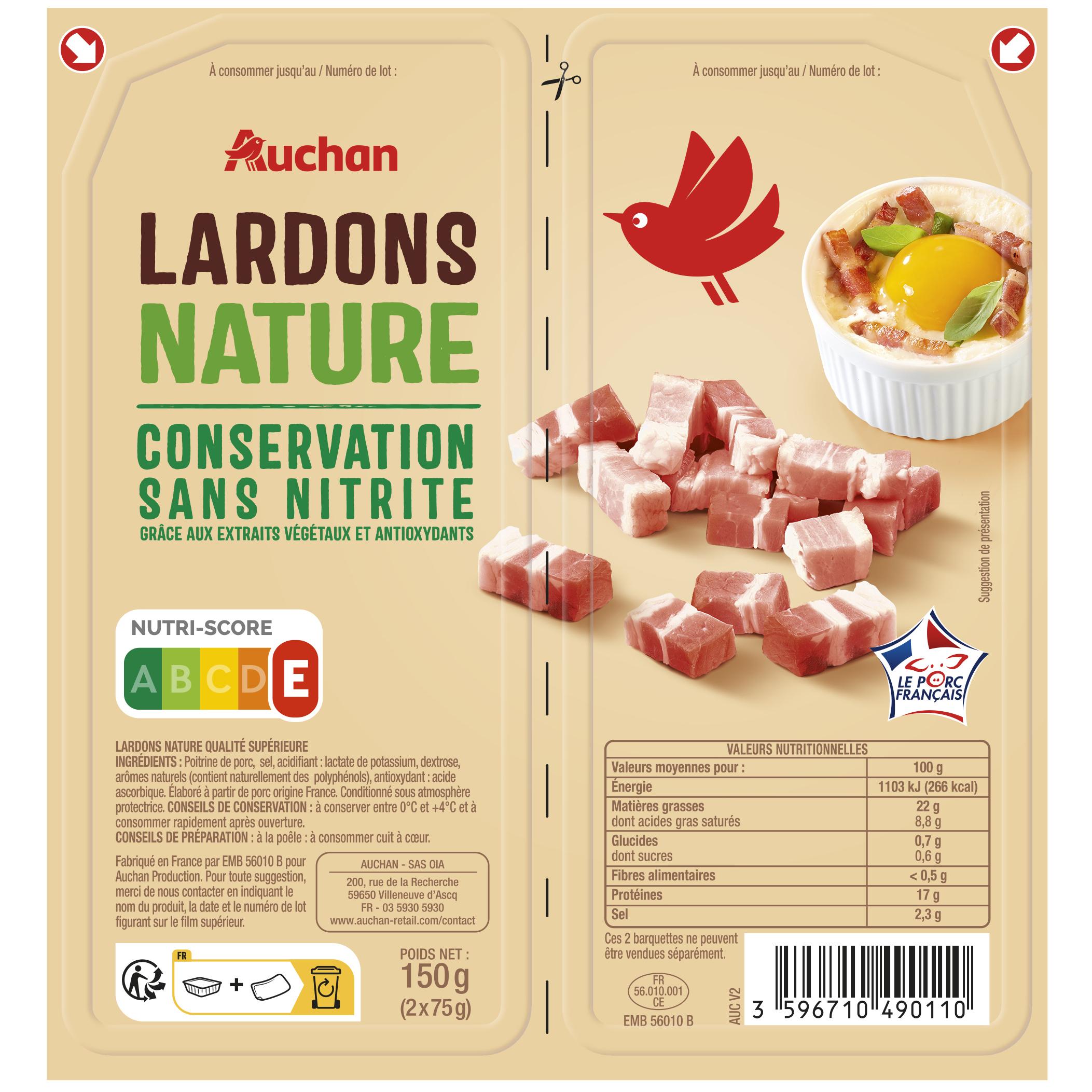 HERTA Lardons Fumés Conservation Sans Nitrite 2x75g