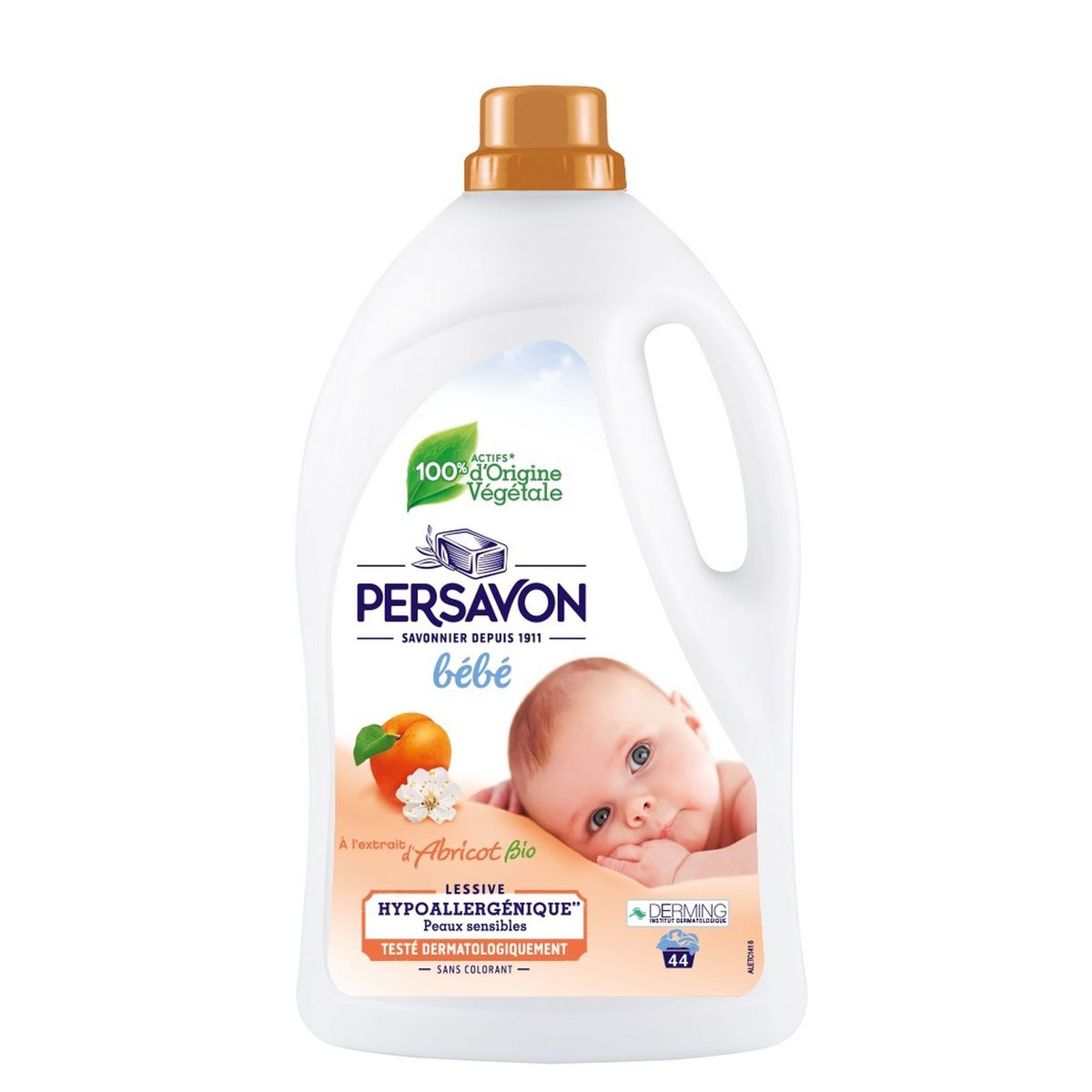 PERSAVON Lessive liquide spécial bébé à l'extrait d'abricot bio 44 lavages  2,2l pas cher 