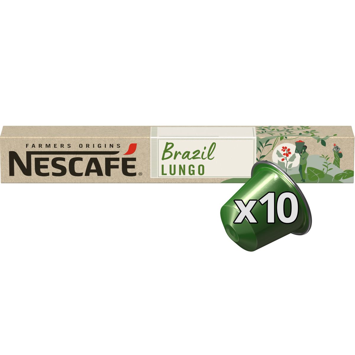 NESCAFE Farmers origins Capsules de café Brazil lungo intensité 8 compatibles Nespresso 10 capsules 52g