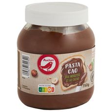 AUCHAN Pasta cao Pâte à tartiner cacao et noisettes sans huile de palme 750g