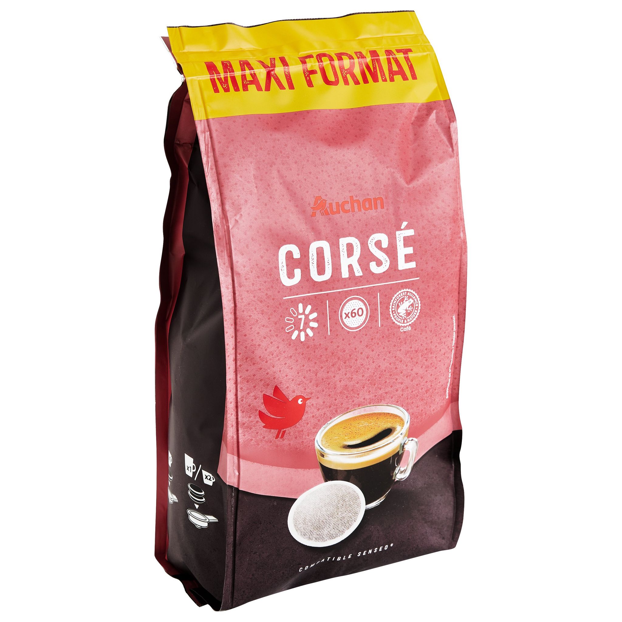 AUCHAN Dosettes de café doux intensité 3 compatibles Senseo 36