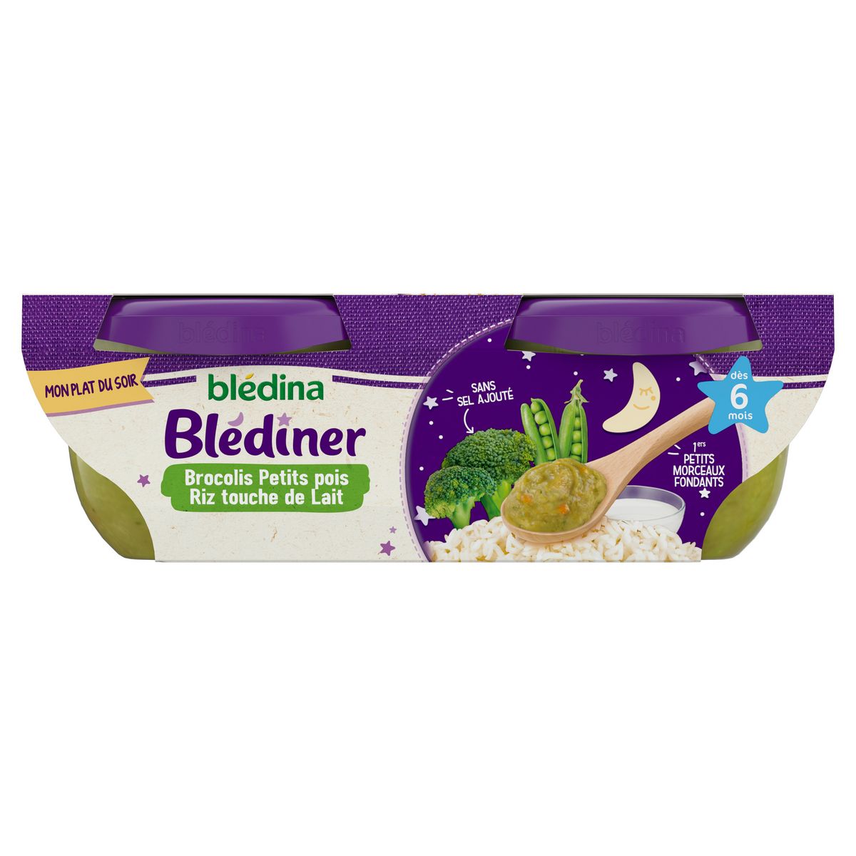 BLEDINA Blédiner bol brocolis petits pois riz et touche de lait dès 6 mois 2x200g