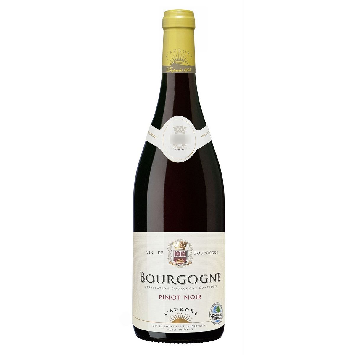 Vin rouge AOP Bourgogne Pinot Noir l'Aurore 75cl