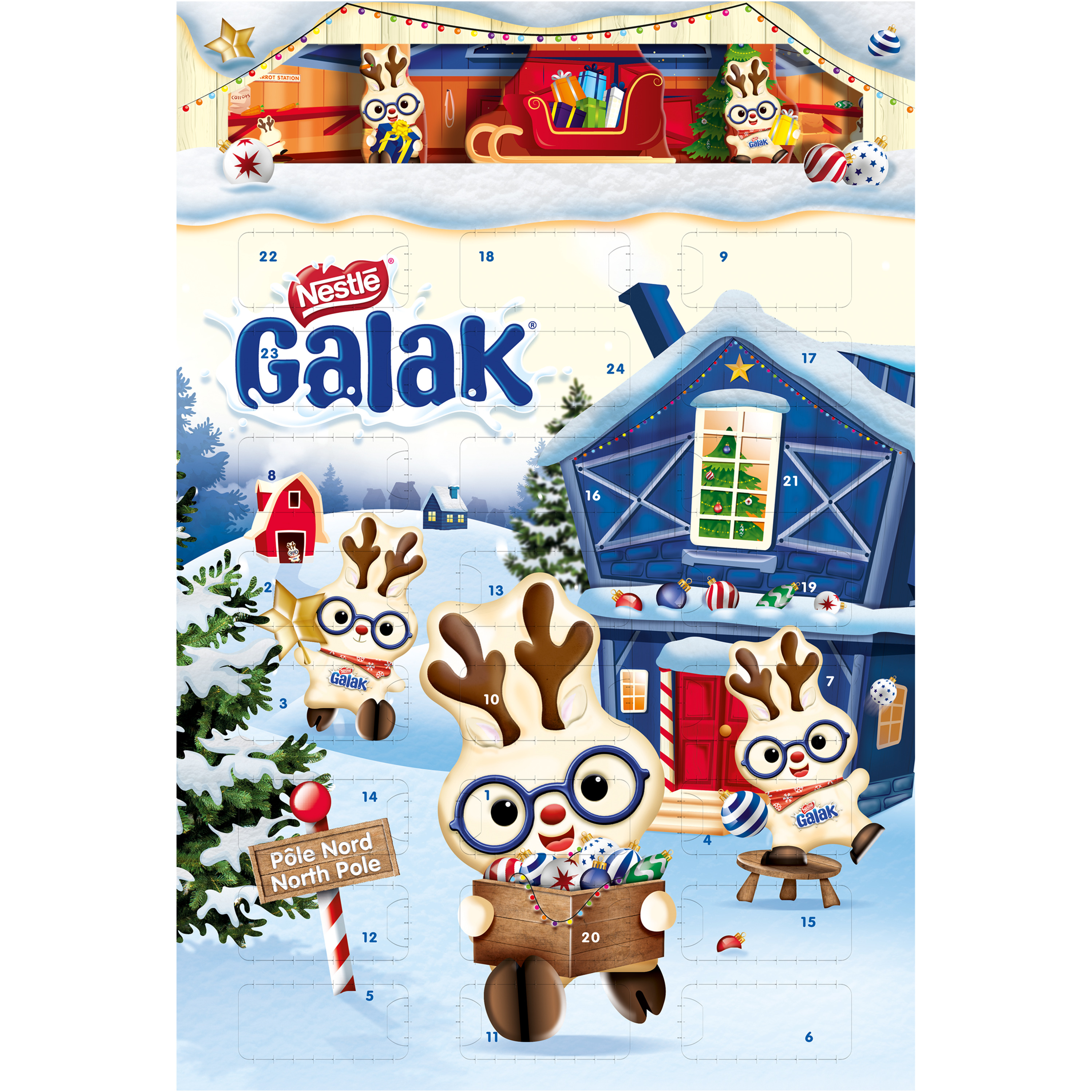 NESTLE Galak calendrier de l'Avent chocolat blanc 24 pièces 196.8g pas cher  