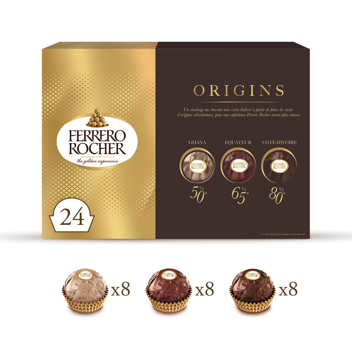 Ferrero Rocher Origins, le 1er assortiment Ferrero Rocher au chocolat noir.  