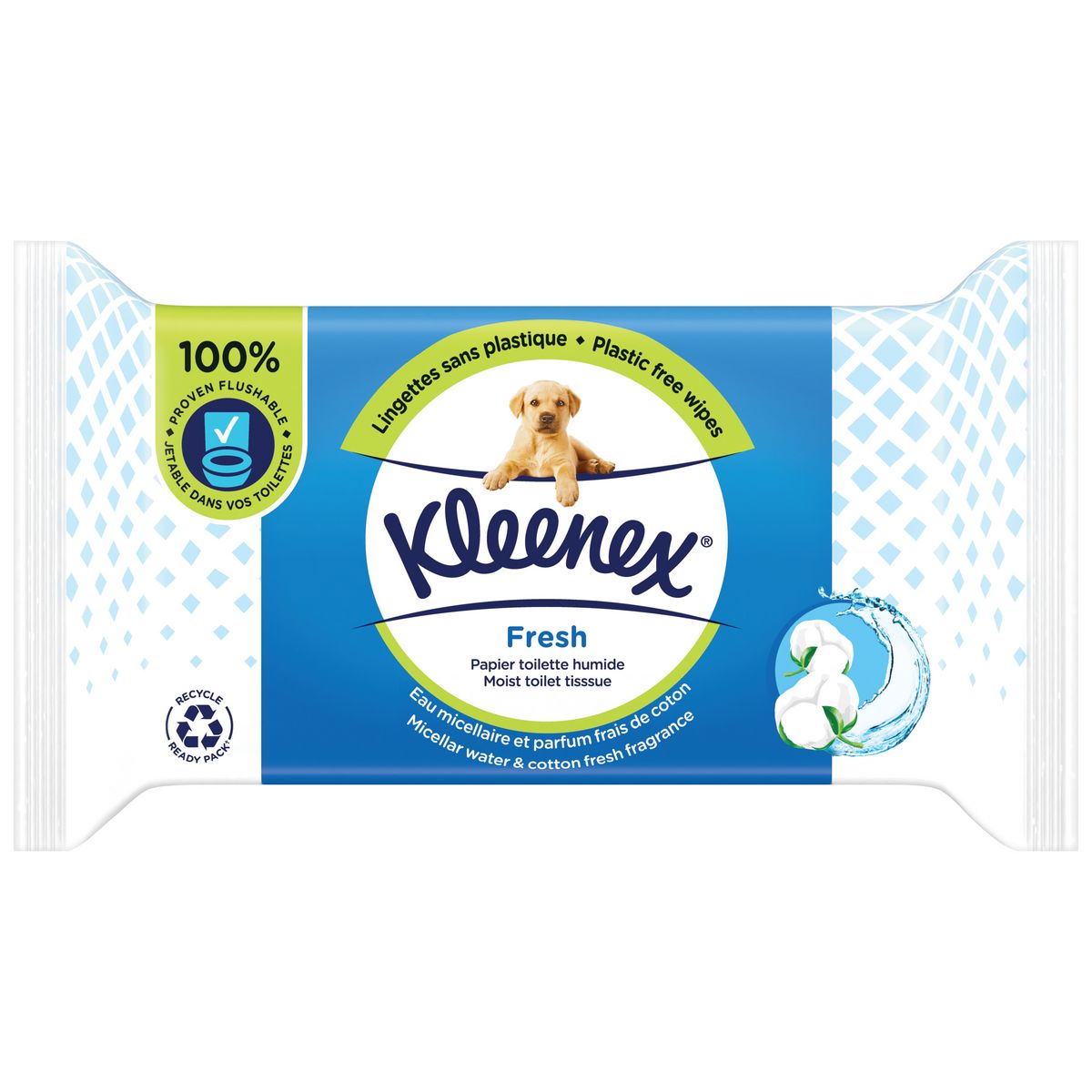 KLEENEX Lingettes papier toilette humide blanc fresh 42 lingettes pas cher  