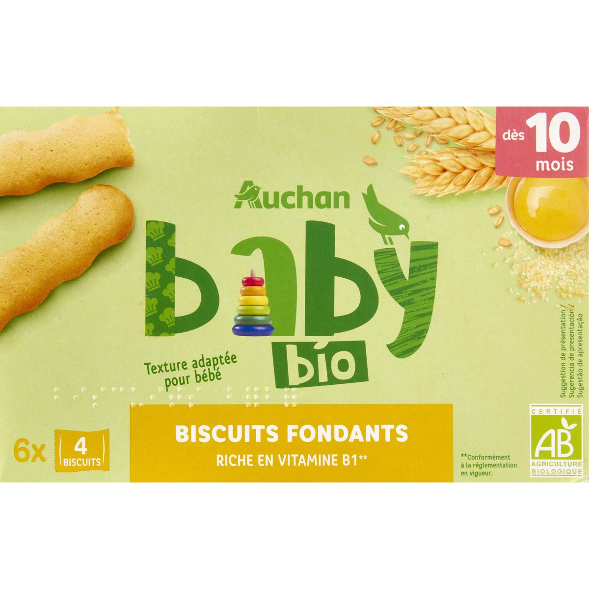 Auchan Baby Bio Biscuits Fondants Des 10 Mois 6x4 Biscuits 1g Pas Cher A Prix Auchan