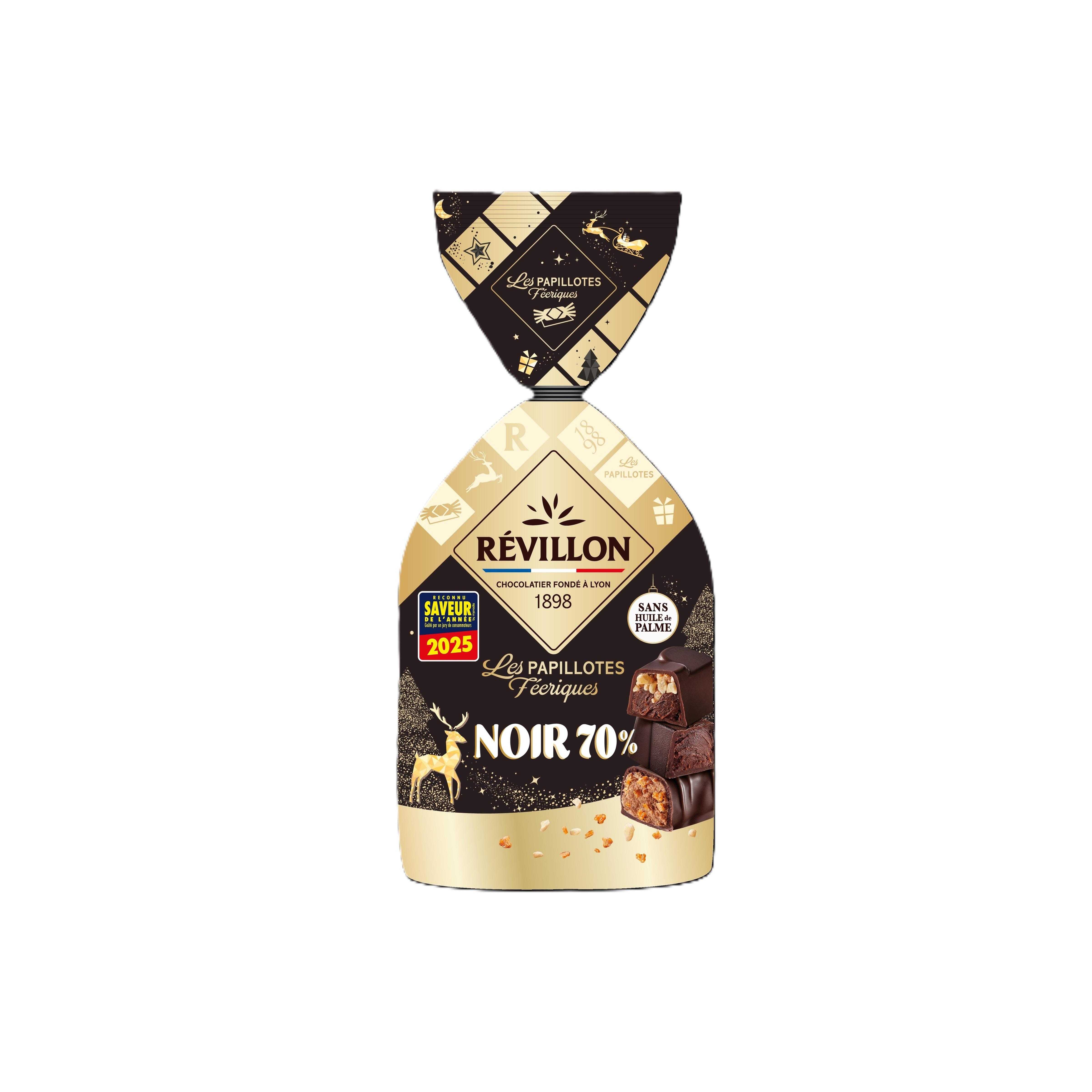 REVILLON CHOCOLATIER Les papillotes authentiques au chocolat noir lait et  blanc 30 pièces 360g pas cher 