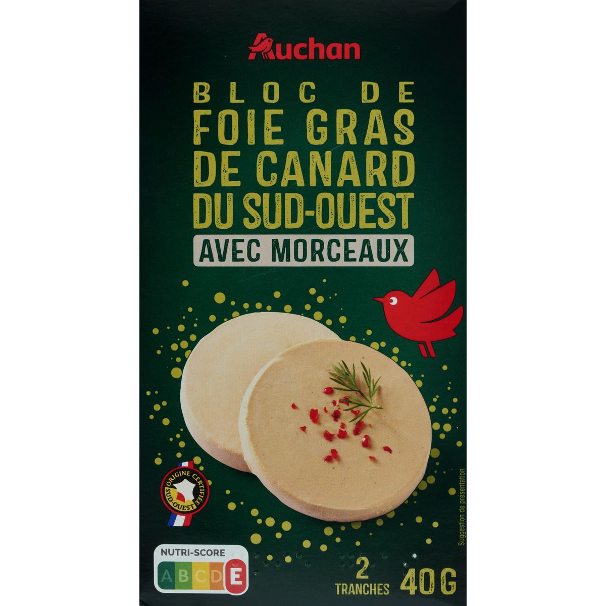 Bloc de foie gras de canard avec 30 % de morceaux - Carrefour - 300 g