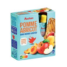 AUCHAN Gourdes pomme abricot sans sucres ajoutés 4x90g