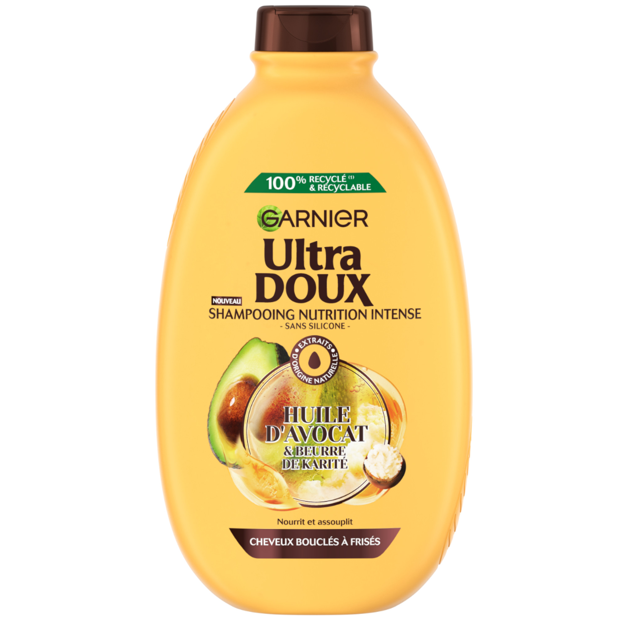 GARNIER ULTRA DOUX Shampoing nutrition intense à l'huile d'avocat et beurre  de karité pour cheveux très secs ou frisés 400ml pas cher 