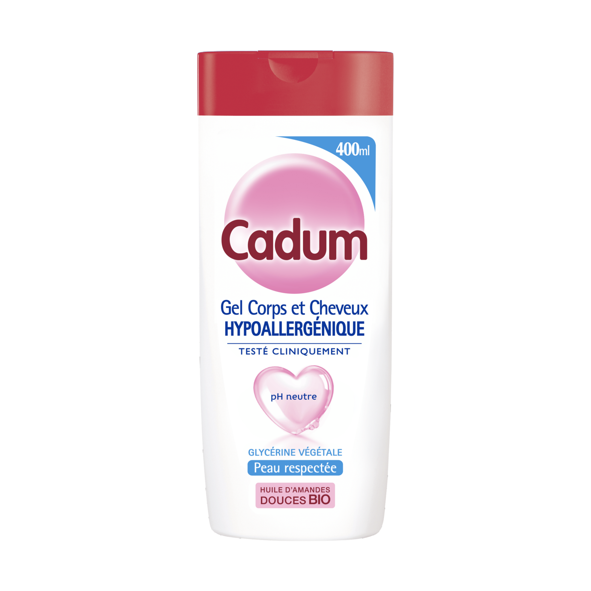 CADUM Gel corps et cheveux amandes douces bio hypoallergénique pH neutre  400ml pas cher 