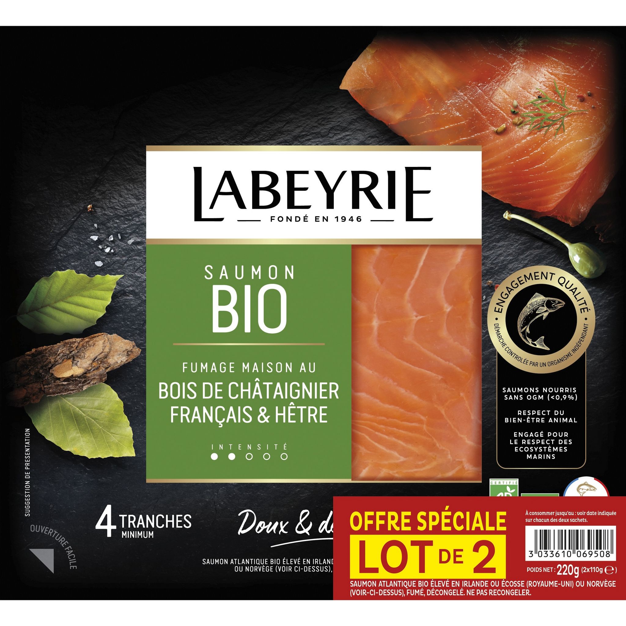 AUCHAN Saumon fumé de Norvège 12 tranches 420g pas cher 