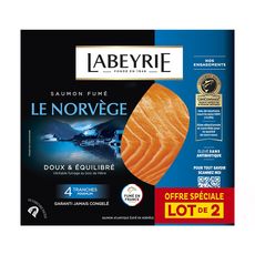 LABEYRIE Le saumon fumé savoureux de Norvège 2x4 tranches 280g