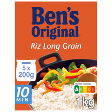 BEN'S ORIGINAL Riz long grain cuisson rapide 10 minutes sachets cuisson 5x200g 1kg