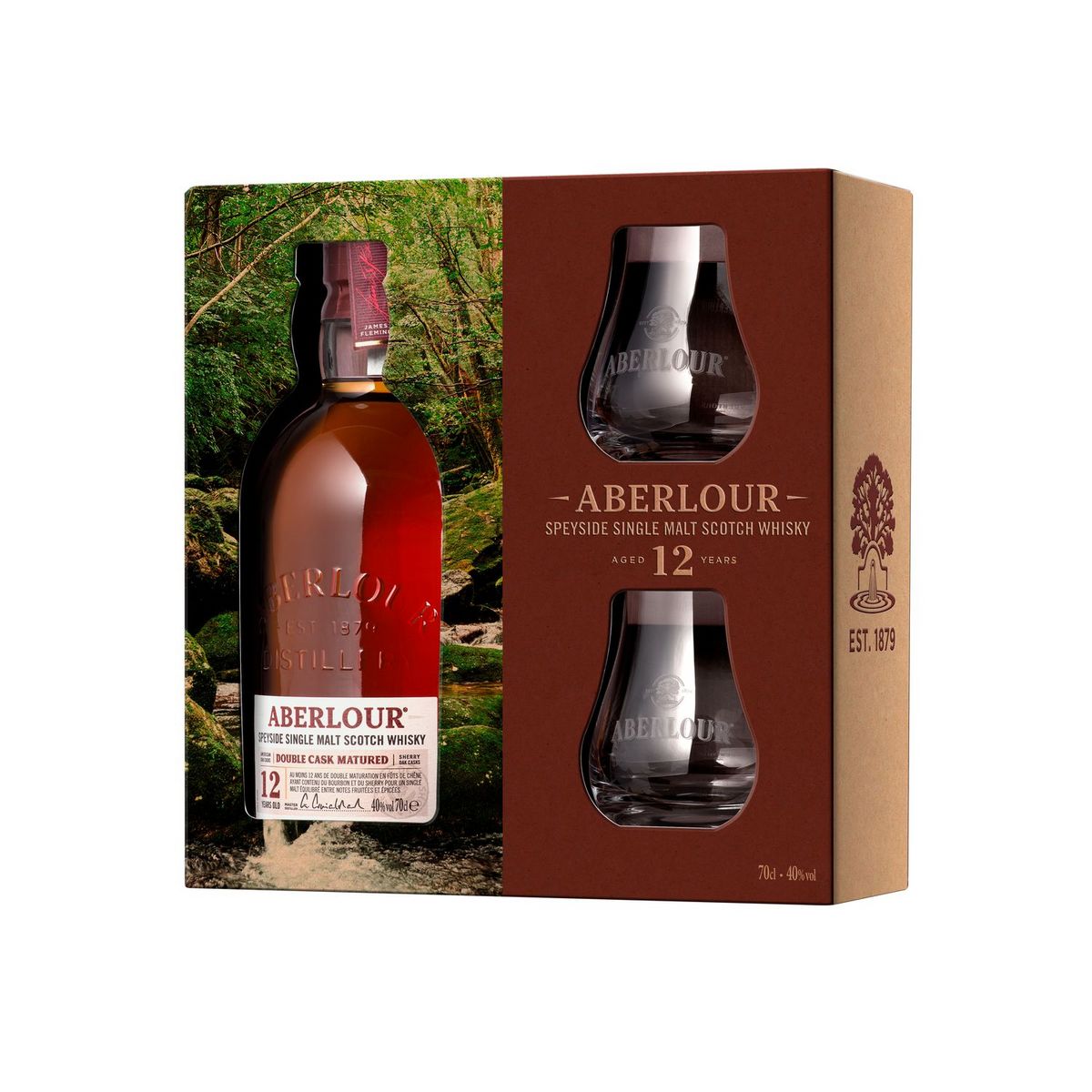 ABERLOUR Coffret scotch Whisky single malt Speyside 40% 12 ans  +2 verres 70cl