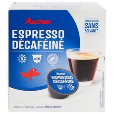 AUCHAN Capsules de café expresso décaféiné compatible Dolce gusto 16 capsules 112g