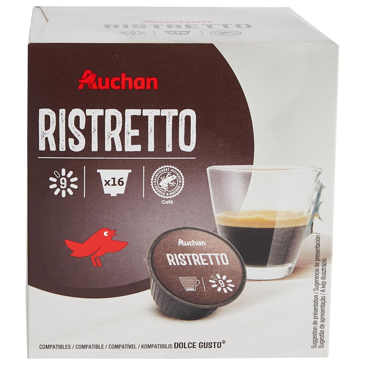 AUCHAN Capsules de café ristretto compatible Dolce gusto 16