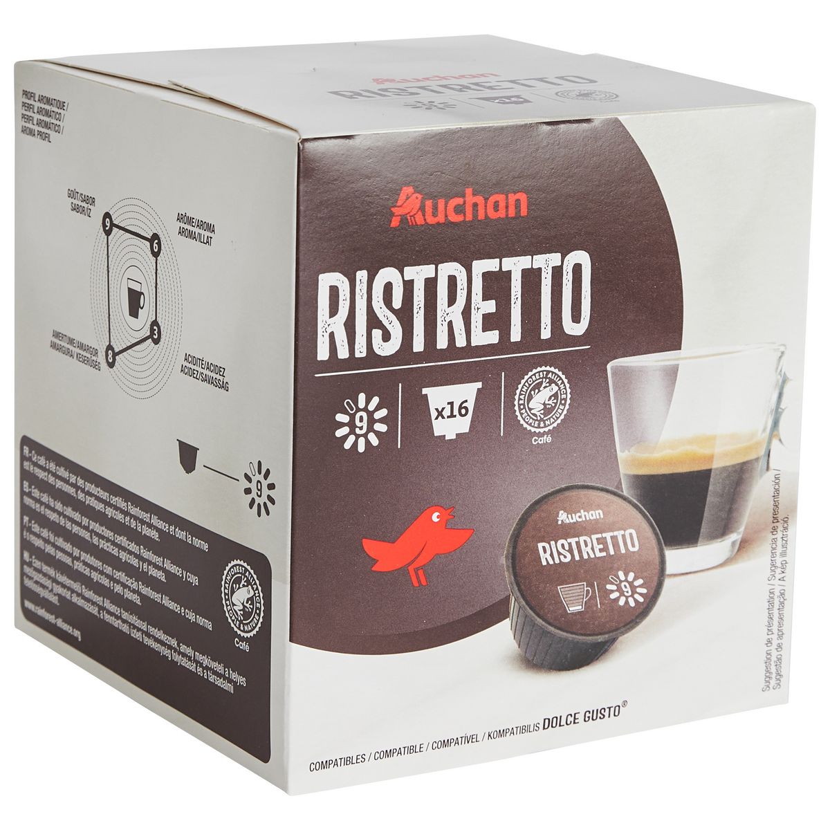 AUCHAN Capsules de café ristretto compatible Dolce gusto 16